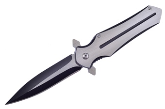 4.75" Black/Silver Stainless Steel Dagger Folder