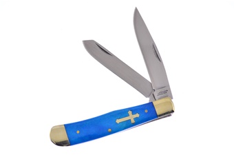 4.25"Blue Smoothbone w/Cross Inlay