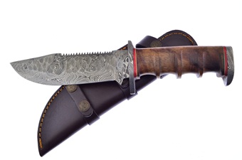 Show Sample Dark Wood Damascus Skinner (1pc)