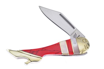 Show Sample Red Turquoise Mother Of Pearl Leg Knife (1pc)