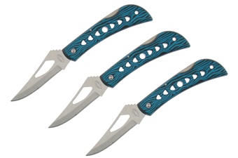 Closeout Blue/Black Lockback Folder (3pcs)