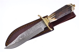 11.5" Red Deer Stag Damascus