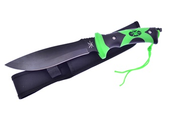 12" Black/Green Composite Bowie w/Nylon Sheath