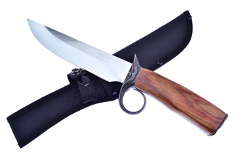 11.625" Burlwood Bowie w/Nylon Sheath