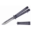 CCN-08662 - Show Sample Slv/Black Skulls Butterfly Knife (1pc)